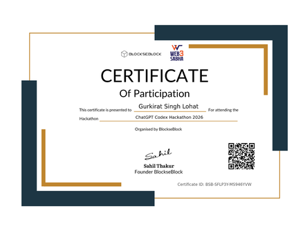 Codex Hackathon Certificate